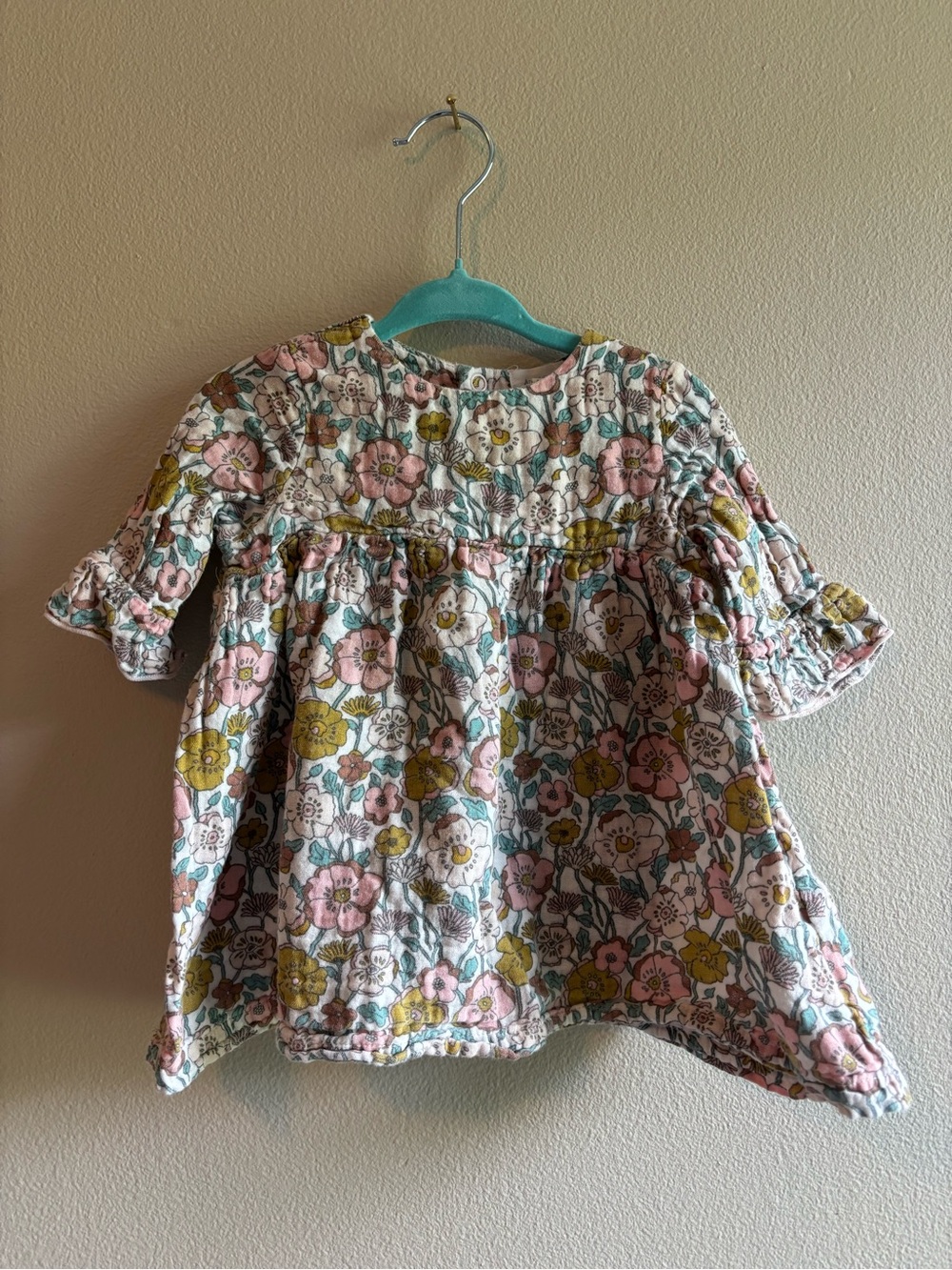 Angel Dear Floral Cotton Baby Top - Pink & Mustard